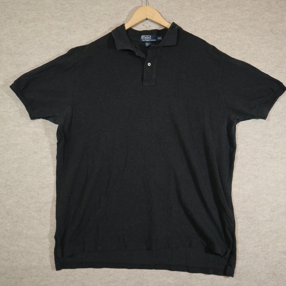 Polo Ralph Lauren Shirt Mens XXL Black Short Sleeve Pique Cotton Polo Y2K Retro